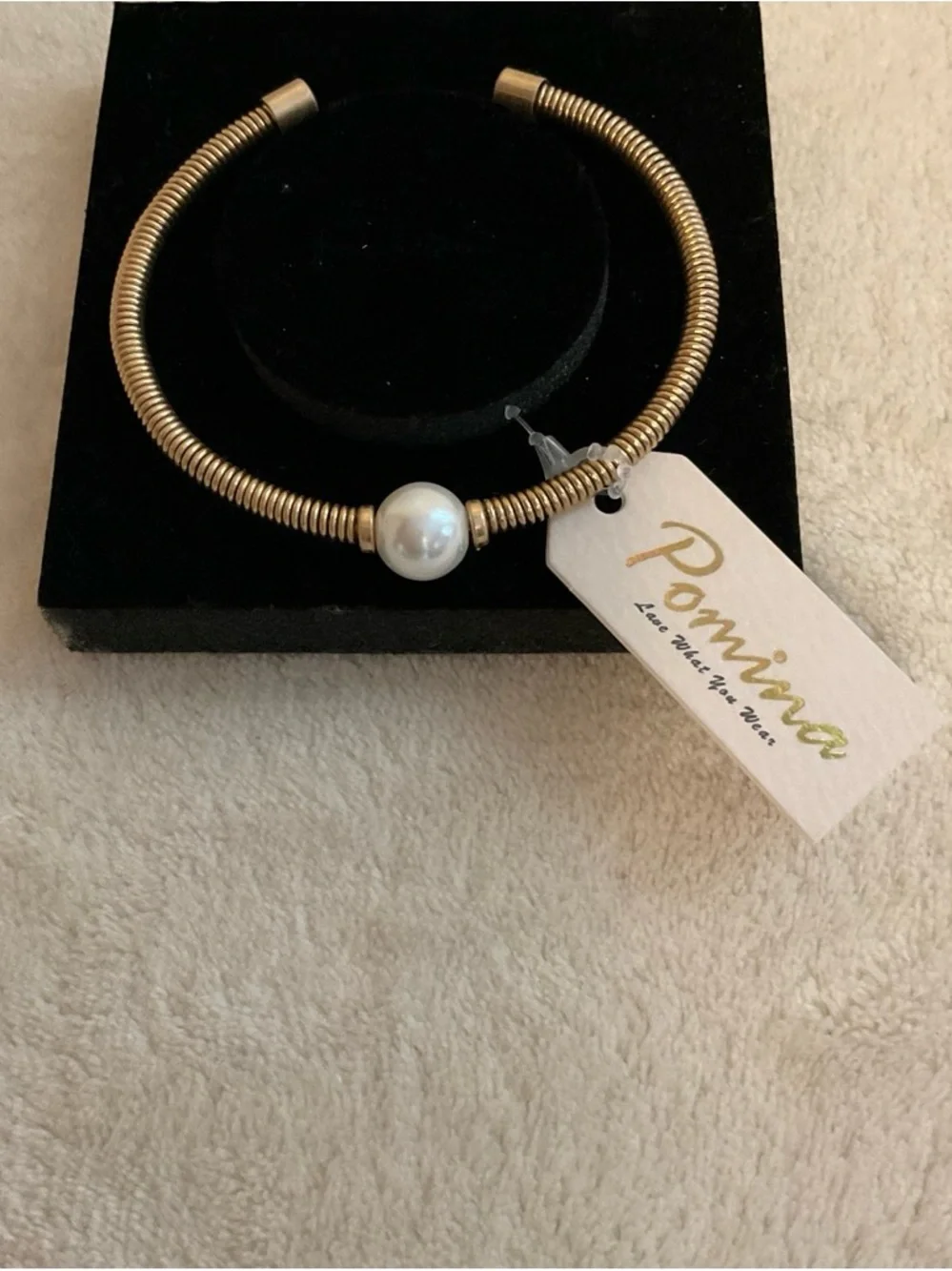 Pomina Gold-Tone Pearl Accent Coil Cuff Bracelet